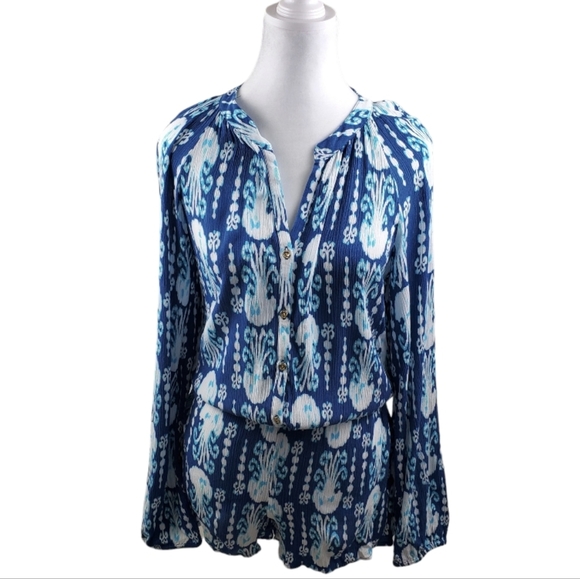 Lilly Pulitzer Pants - Lilly Pulitzer Elsa Romper: Indigo /Get in Line Jellyfish Blue White.  Size M